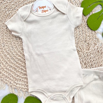 Conj Body e Short Canelado Areia